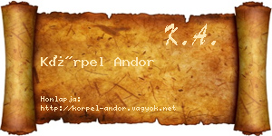Körpel Andor névjegykártya